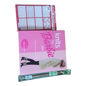 Bundle: 1 barbie knitting and 1 beginner book plus 9" no 1 takumi bamboo needles